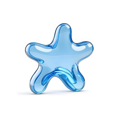 Fototapeta premium 3d blue bubble in form of star icon isolated on white background