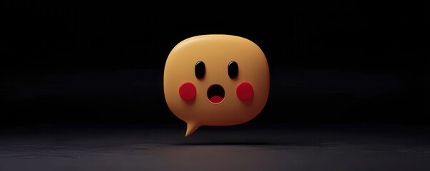3D Render of a Surprised Speech Bubble Emoticon Cute and Astonished Expression Digital Art