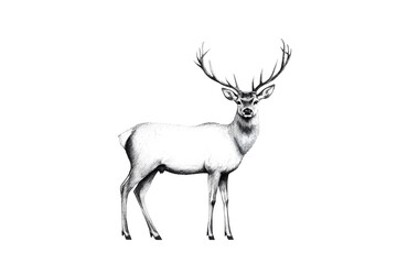 Fototapeta premium Deer graphic style wildlife simple drawing animal isolated on white background 