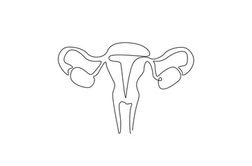 Human uterus organ in continuous one line drawing. Editable vector.