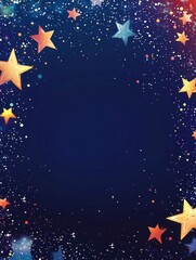 Fototapeta premium Colorful Stars and Confetti Frame Design