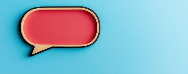Fototapeta premium Red and Beige Speech Bubble on Light Blue Background Communication Concept