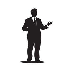 CEO Giving Presentation: Silhouette – Vector Illustration