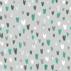 Hand drawn hearts pattern. Vector illustration.