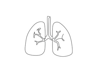 Anatomical human lungs organ in continuous one line drawing. Editable vector.
