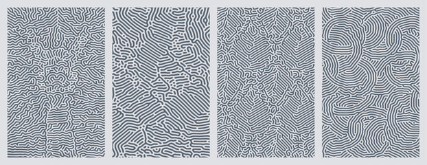 A set collection of abstract purple organic line turing patterns backgrounds