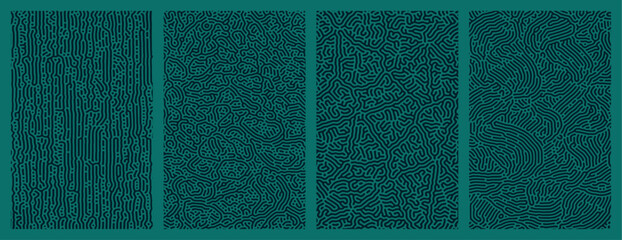 A set collection of abstract organic line turing patterns backgrounds