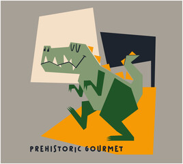 vector cartoon dino illustration for t shirt print  © basws