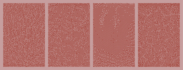 A set collection of abstract organic line turing patterns backgrounds