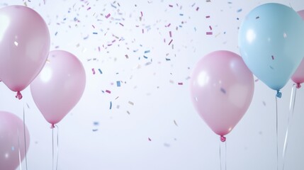 Celebration backdrop with pastel balloons and confetti for festive events