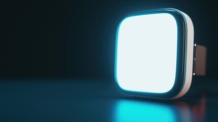 Futuristic Glowing Square Device:  A 3D Render of a Modern Technological Gadget with a Bright, Blank Screen.