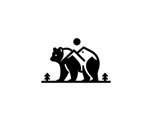 Bear logo design icon symbol vector illustration. 