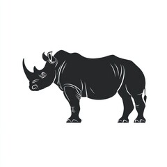 Fototapeta premium Majestic Rhino Silhouette: A Powerful Symbol of African Wildlife. Discover the beauty and strength of this endangered species in this striking vector illustration. 