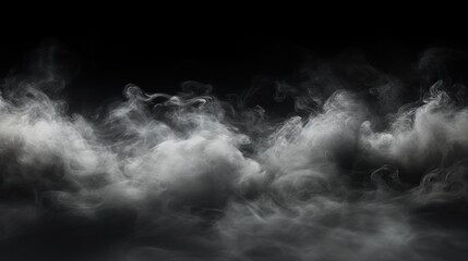 Obraz premium Mystical Fog and Mist Effect on Dark Background with Dramatic Light, Perfect for Creative Artwork and Backgrounds in Various Projects