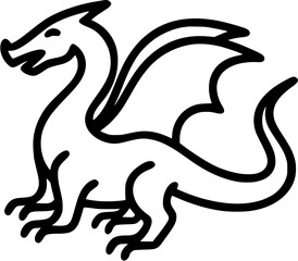  in outline icon style, mythical or fantasy creatures, animal theme.