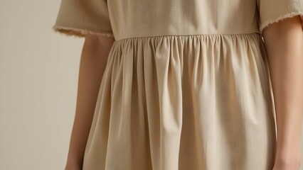 Obraz premium Beige Sustainable Fashion, Close-Up of Eco-Friendly Dress Made from Natural Recycled Fabrics
