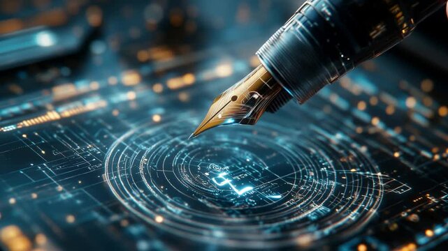 Exploring the intersection of technology and creativity through a detailed fountain pen sketching digital art