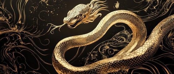 Elegant snake design artistic prosperity showcase in a luxurious environment
