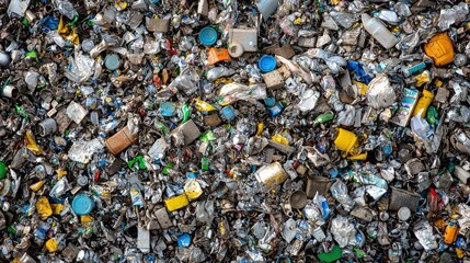 Aerial View of Sprawling Recycling Complex with Abundant Recyclable Materials and Waste Management Systems