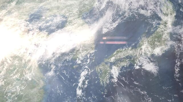 Zooming in on Yangsan, Korea frome space - Perfect for Travel Intros and Backgrounds. Realistic 3D Animation.