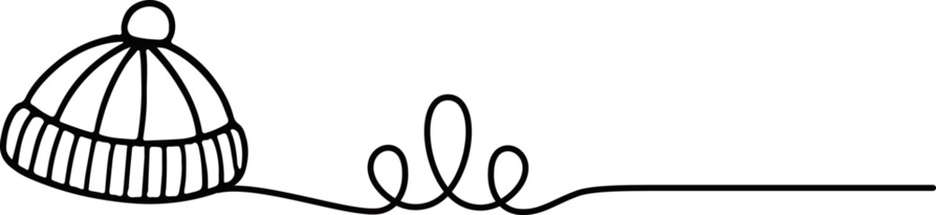 Winter Hat One Line Continuous Drawing Minimalist Design