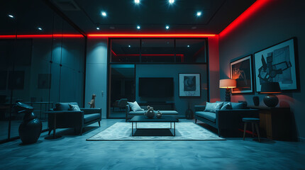 Modern Industrial Loft With Vibrant Abstract Wall Art