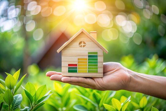 House energy efficiency, energy efficient rating class concept.