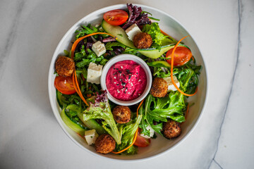 Salad with beetroot pure