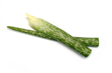 Two aloe vera leaves isolated on white