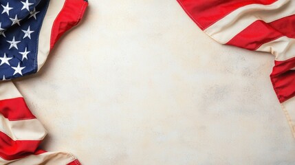 Naklejka premium American Flag Border on Beige Background - Patriotism and Independence Day Concept