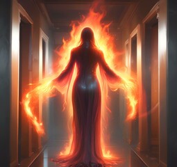 Illustration of glowing spirit woman.