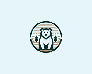 Bear logo design icon symbol vector illustration. 