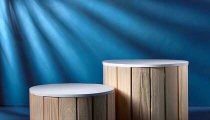 double podium and pedestal with white shades in winter timber blue heritage high quality image
