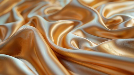 Obraz premium A close up of a smooth, golden fabric with soft folds and light reflecting on the surface.