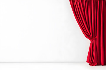 A red theater curtain mock up isolated on white background