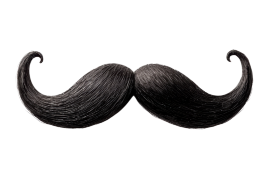 Stylized black mustache illustration on a transparent background - Powered by Adobe