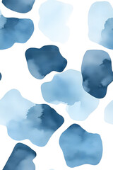 Fototapeta premium Abstract watercolor blue blobs and splash seamless pattern