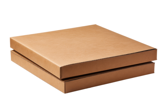 brown pizza cardboard box isolated on white or transparent png
