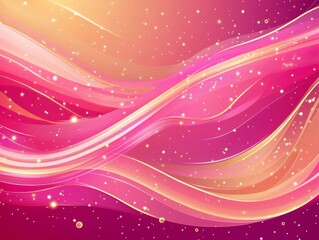 Abstract Pink and Orange Wave Design with Glittering Stars