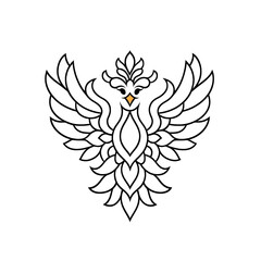 Obraz premium Intricate phoenix design symbolizing rebirth and resilience in a striking graphic form., isolated on a transparent background.