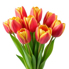 Bouquet of tulips on transparent background