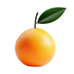 Fresh orange with a green leaf on a white background