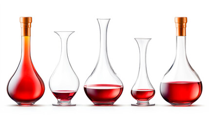 Elegant glass decanters showcasing rich red liquid in a minimalist setting