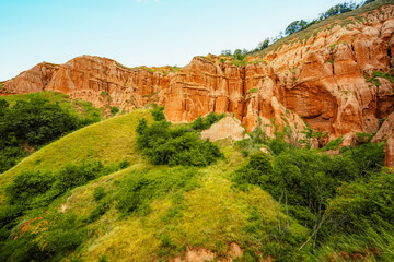 Red rocky slopes Rapa Rosie is a protected geological and floristic reservation area near Sebes...