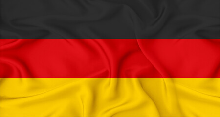 Obraz premium Realistic Germany flag waving. Close up of flag of Germany with cloth texture