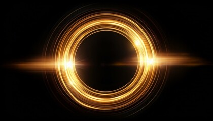 gold light halo ring effect isolated on black background