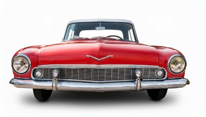 vintage red car isolated on white background