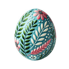Painted Easter egg on a white background. Holiday and party concept. AI generated.
