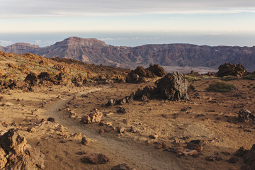 Mount Teide valley, rocky volcanic landscape
