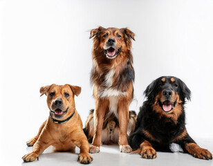 three street dog in the white background studio shot
